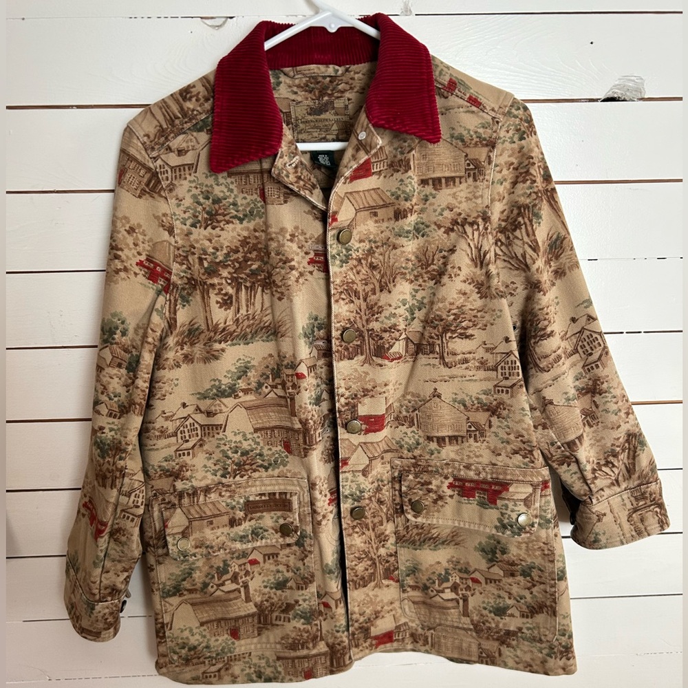 Vintage Ralph Lauren Jacket Womens Size Small Equestrian with Corduroy Collar